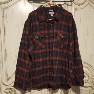 Brown and Black Plaid Button-Up Shirt